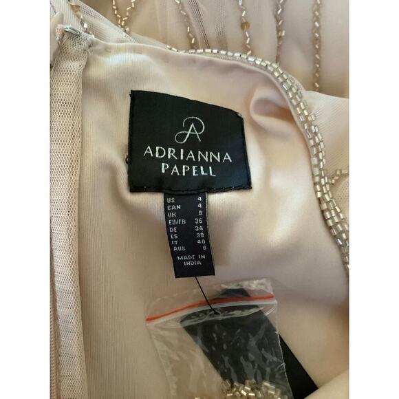 Adrianna Papell Women's Pink Short Sleeve Embellished Overlay Gown Sz 4 NWTS - Picture 4 of 7